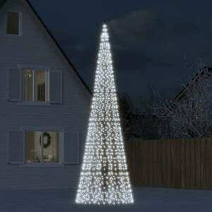 vidaXL hideg fehér karácsonyfa lámpa zászlórúdon 1534 LED-del 500 cm kép
