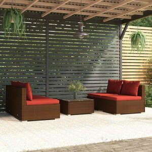 vidaXL 5 részes barna polyrattan kerti ülőgarnitúra párnákkal kép