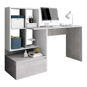 PC asztal, beton/fehér matt, NEREO kép