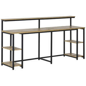 dupla íróasztal, MDF / fém, 200x53x100 cm, fekete / barna kép