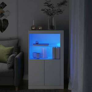 Fehér szerelt fa tálalószekrény LED-világítással kép