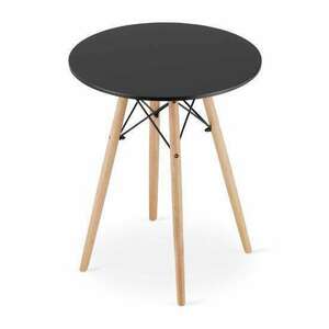 Skandináv stílusú asztal, Artool, kerek, MDF és fa, fekete, 60x72 cm kép