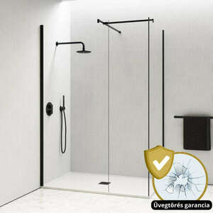 HD Arlo Black Kombi Walk-In zuhanyfal, 70x100 cm, 8 mm vastag víz... kép