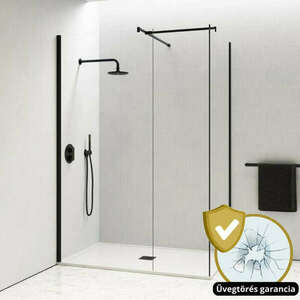HD Arlo Black Kombi Walk-In zuhanyfal, 70x110 cm, 8 mm vastag víz... kép
