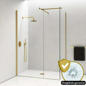 HD Arlo Gold Kombi Walk-In zuhanyfal, 70x80 cm, 8 mm vastag vízle... kép