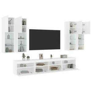 vidaXL 7 darabos fehér falra szerelhető TV-szekrényszett LED-ekkel kép