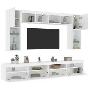 vidaXL 8 darabos fehér falra szerelhető TV-szekrényszett LED-ekkel kép