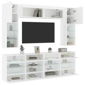 vidaXL 6 darabos fehér falra szerelhető TV-szekrényszett LED-ekkel kép
