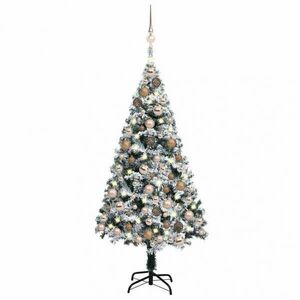 Zöld PVC műkarácsonyfa LED-ekkel és gömbszettel 150 cm kép