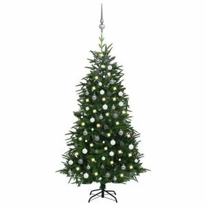 Zöld PVC és PE műkarácsonyfa LED-ekkel és gömbszettel 180 cm kép