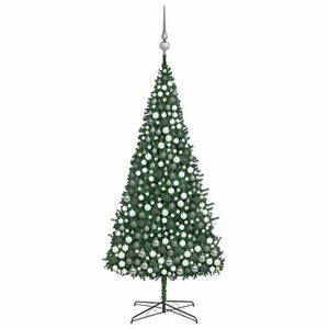 Zöld műkarácsonyfa LED-ekkel és gömbökkel 400 cm kép