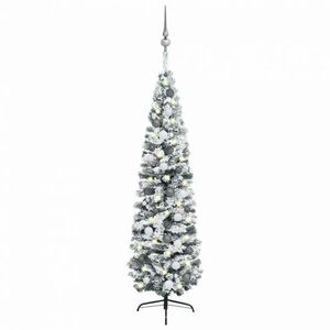 Fehér pvc műkarácsonyfa led-ekkel és gömbszettel 210 cm kép