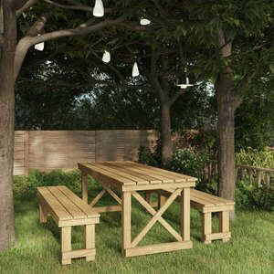 3 részes impregnált fenyőfa kerti étkezőgarnitúra kép