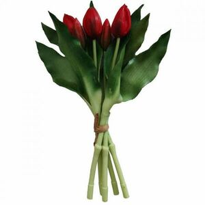 5 db piros tulipáns csokor 28cm mint élő tavaszi dísz kép