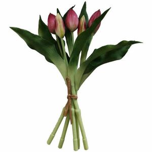 5 db lila tulipánból álló csokor, 28 cm-es, mint élő tavaszi dísz kép