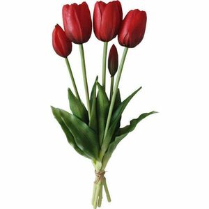 5 db piros tulipáns csokor 40cm-es élő tavaszi dísz kép