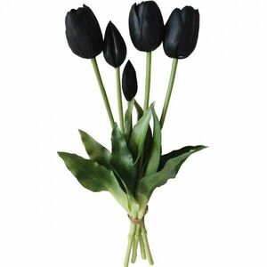 5 db fekete tulipáns csokor 40cm, mint élő tavaszi dísz kép