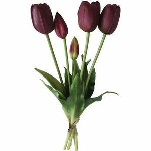 5 db lila tulipánból álló csokor 40 cm-es, mint élő tavaszi dísz kép
