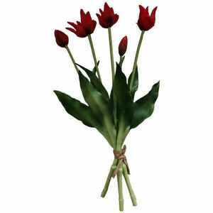 5 db nyitott vörös tulipáns csokor 40cm mint élő tavaszi dísz kép