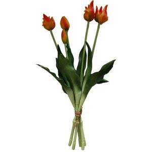 5 db narancs tulipáns csokor 40cm, mint élő tavaszi dísz kép