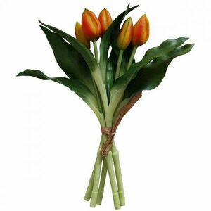 5 db narancs tulipáns csokor 28cm, mint élő tavaszi dísz kép