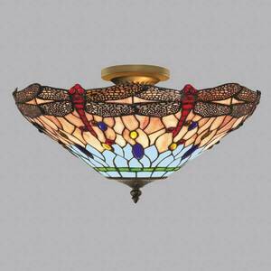 Szitakötő mennyezeti lámpa Tiffany stílusban kép