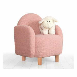 Rózsaszín buklé gyerek fotel Moylo – Artie kép