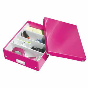 Rózsaszín fedeles karton tárolódoboz 28x37x10 cm Click&Store – Leitz kép