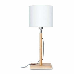 Fuji asztali lámpa fehér búrával és bambusz lámpatesttel - Good&Mojo kép