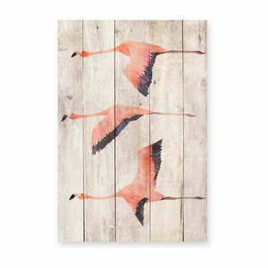 Flying Flamingo fali dekoráció borovi fenyőből, 60 x 40 cm - Madre Selva kép