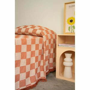 Téglavörös-bézs ágytakaró franciaágyra 240x240 cm Terracota Checkerboard – Really Nice Things kép
