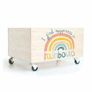 Rainbow fenyő gyerek tárolódoboz kerekekkel - Folkifreckles kép