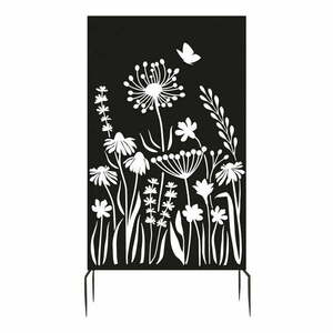 Fekete fém erkély paraván 100x186 cm Flowers – Esschert Design kép