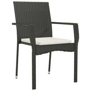 2 db fekete polyrattan kerti szék párnával kép