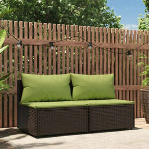 vidaXL kerti középső kanapé párnával, 2db, barna, polyrattan kép