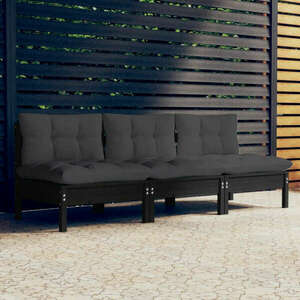vidaXL háromszemélyes kerti kanapé antracitszürke párnákkal kép