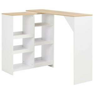 vidaXL fehér bárasztal mozgatható polccal 138 x 39 x 110 cm kép