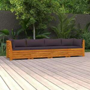 vidaXL 4 személyes tömör akácfa kerti kanapé párnákkal kép