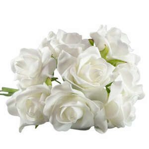 Fehér polifoam rózsa csokor 7-8 cm kép