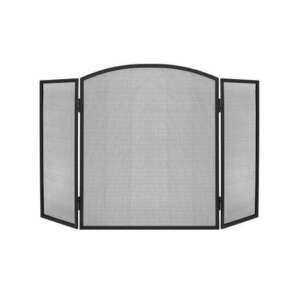 Kandallóvédő panel, acél, fekete, 118x76 cm kép