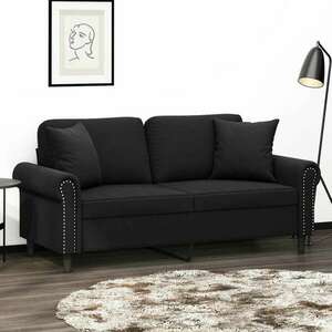 vidaXL 2 személyes fekete bársony kanapé díszpárnákkal 140 cm kép