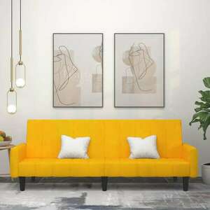 Kétszemélyes sárga bársony kanapéágy kép