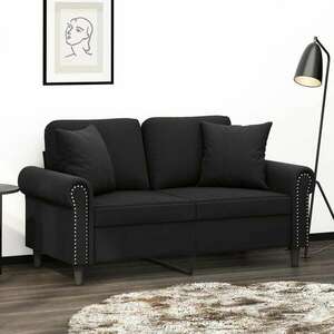 vidaXL 2 személyes fekete bársony kanapé díszpárnákkal 120 cm kép