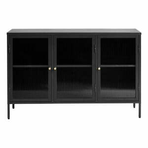 Fekete fém tálalószekrény 132x85 cm Bronco – Unique Furniture kép