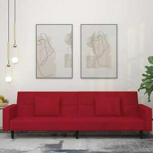 vidaXL kétszemélyes bordó bársony kanapéágy két párnával kép
