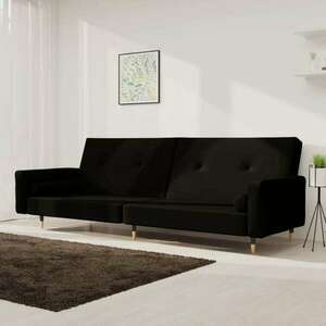 vidaXL kétszemélyes fekete bársony kanapéágy két párnával kép