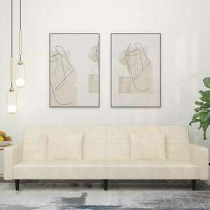 vidaXL kétszemélyes krémszínű bársony kanapéágy két párnával kép