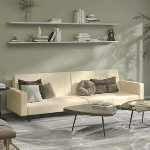 vidaXL kétszemélyes krémszínű bársony kanapéágy kép