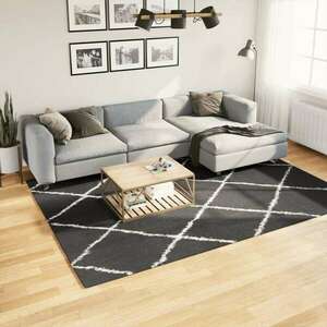 vidaXL fekete és krém hosszú szálú bozontos modern szőnyeg 200 x 280cm kép