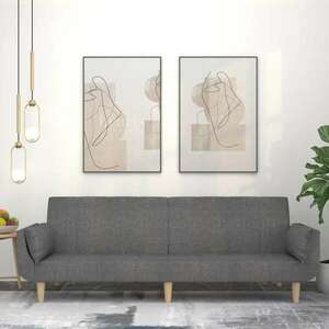 vidaXL kétszemélyes világosszürke szövet kanapéágy két párnával kép